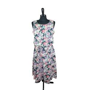 Vintage 80s Classic Apparel Blouson Midi Dress Sleeveless Sundress Tea